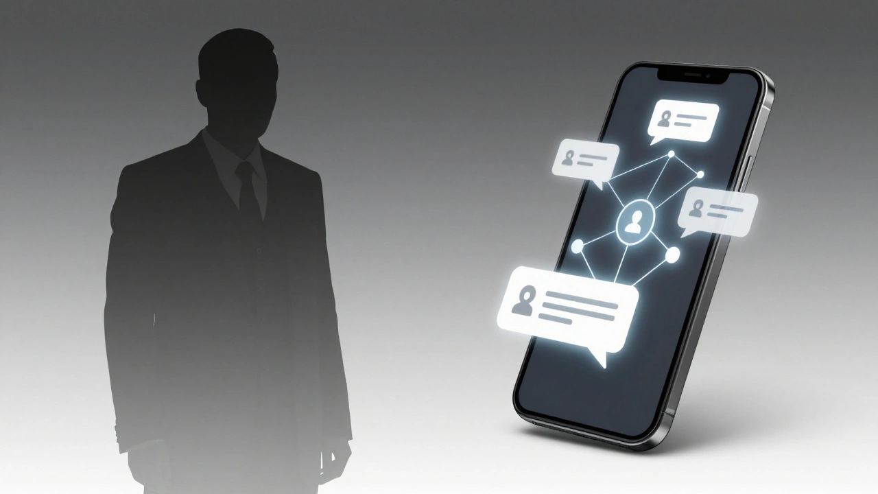 Conceptual art showing a smartphone replacing traditional organized crime networks